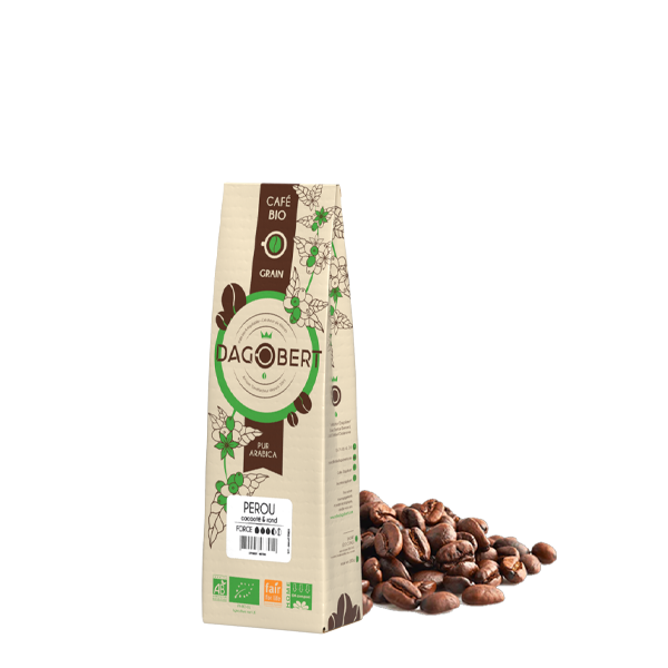 Les Cafés Dagobert -- Pérou 100% arabica, bio et équitable - grains (origine Pérou) - 250 g