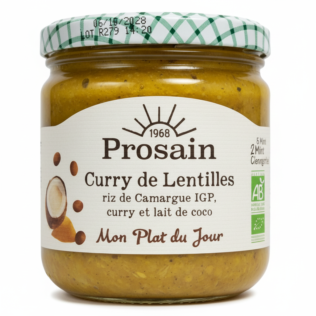 Prosain -- Curry de lentilles à l'indienne bio - vegan - 345 g